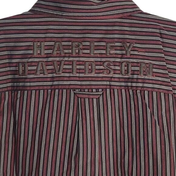 Harley-Davidson Mens Striped Button-Up Short Sleeve Shirt M  Genuine MotorClothe - Picture 5 of 6